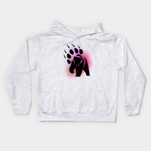 bear paw pink Kids Hoodie by GreyMoonStudio
